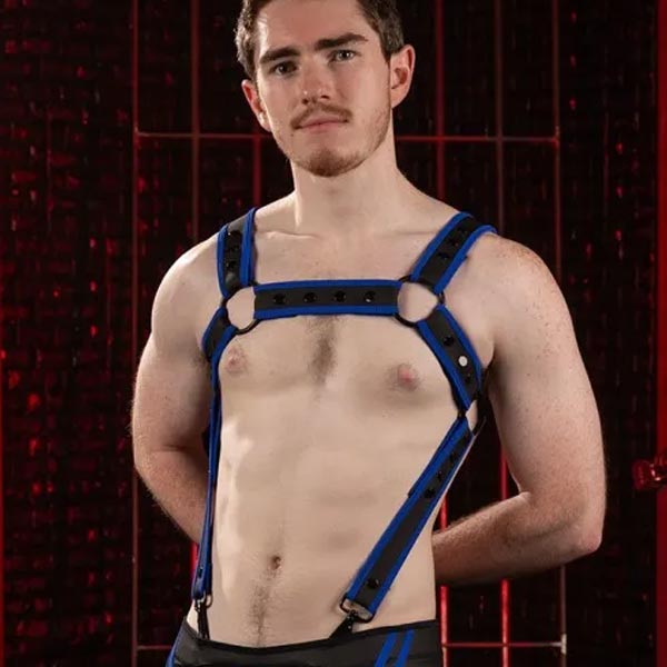 Mr.S Leather FuckGear Crossbow Harness Black/Blue