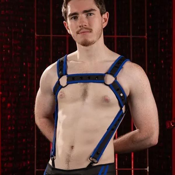 Mr.S Leather FuckGear Crossbow Harness Black/Blue