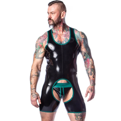 Invincible Rubber Rubber Shortie Chaps Suit | Black/Black