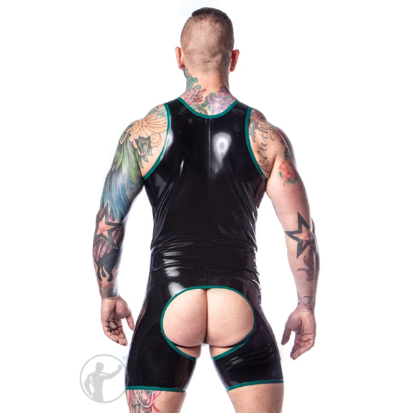 Invincible Rubber Rubber Shortie Chaps Suit | Black/Black
