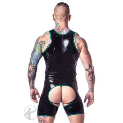 Invincible Rubber Rubber Shortie Chaps Suit | Black/Black