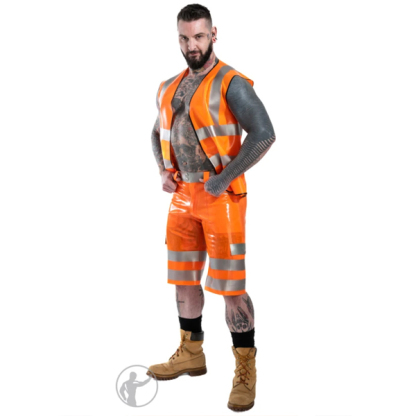 Invincible Rubber Rubber Hi Vis Vest | Vibrant Orange/Metallic Silver