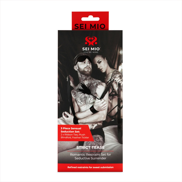 SEI MIO - Strict Tease - Ribbon Ties, Blindfold and Tickler Kit (3 piece)