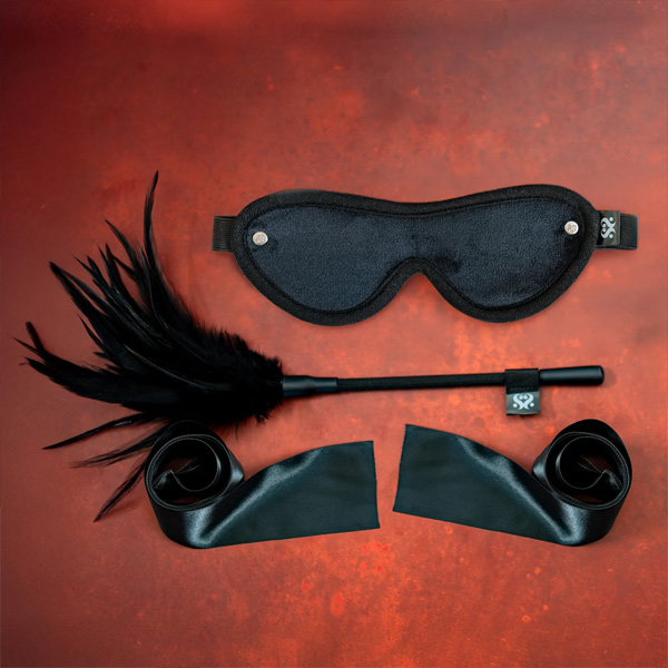 SEI MIO - Strict Tease - Ribbon Ties, Blindfold and Tickler Kit (3 piece)