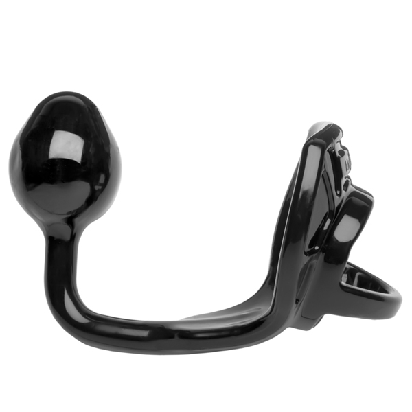 Perfect Fit Armour Tug: Cockring with Anal Probe - Black