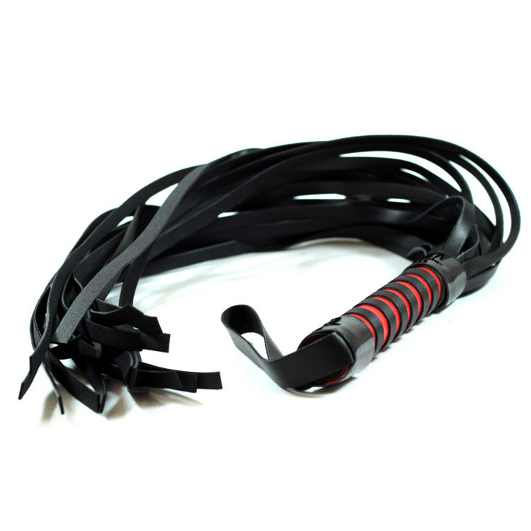 Sex & Mischief Red & Black Stripe Flogger | UberKinky