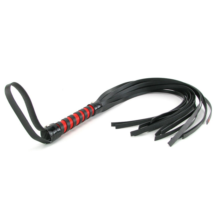 Sex & Mischief Red & Black Stripe Flogger | UberKinky