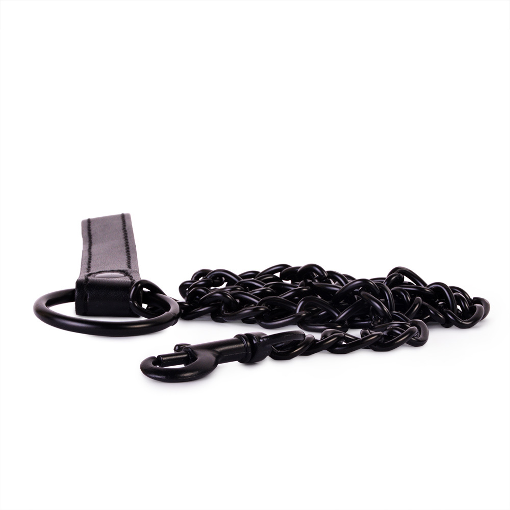 UberKinky Bondage Fetish Black Matt Collar With Leash | UberKinky