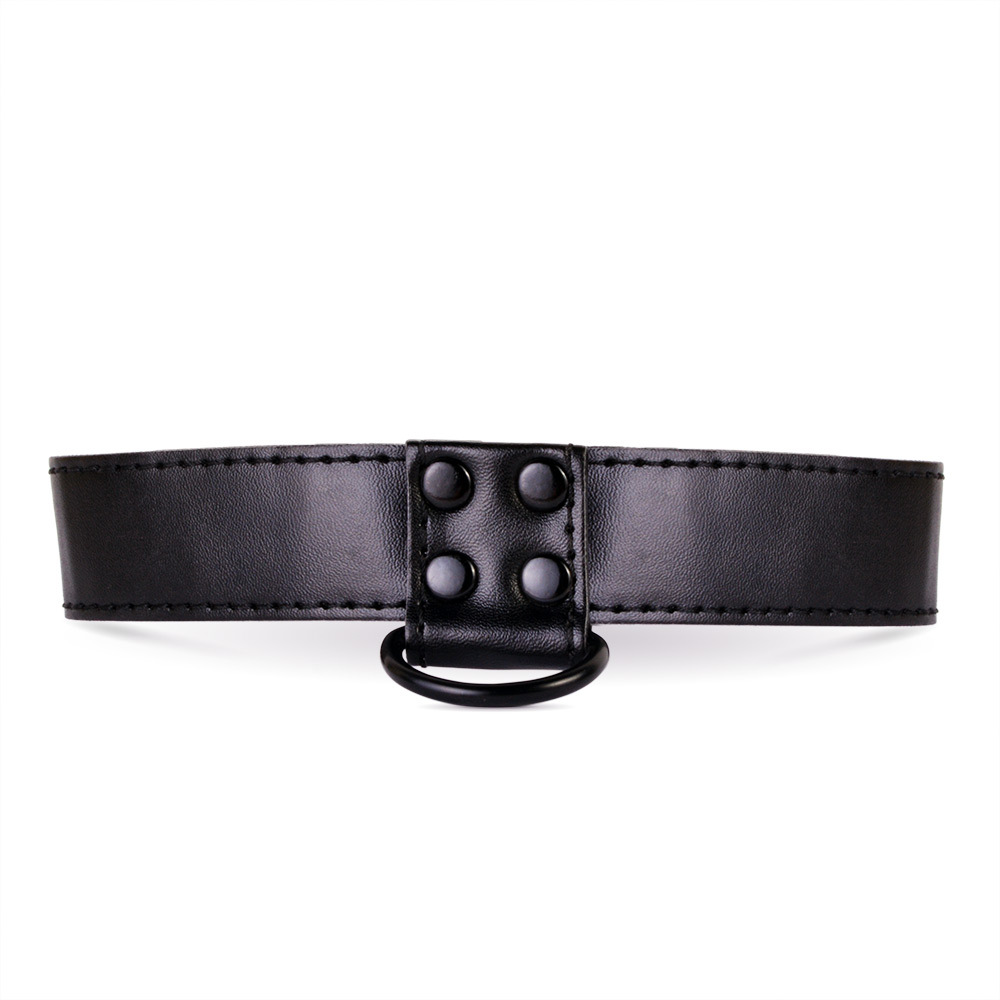 UberKinky Bondage Fetish Black Matt Collar With Leash | UberKinky