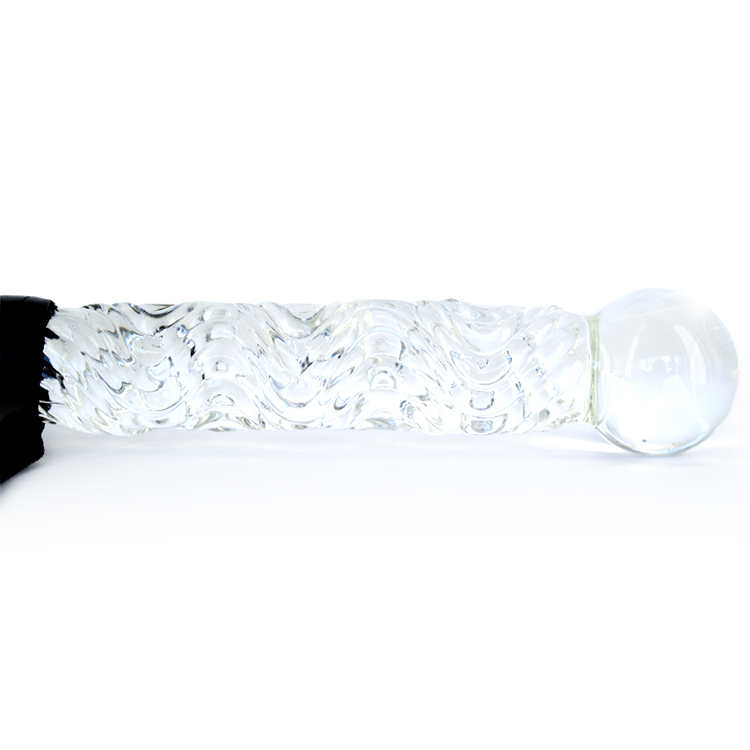 Icicles No 38 Glass Dildo with Leather Cat-O-Nine Tails 6.75 Inches 2