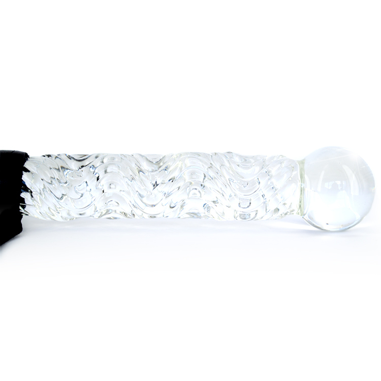 Icicles No 38 Glass Dildo with Leather Cat-O-Nine Tails 6.75 Inches | UberKinky