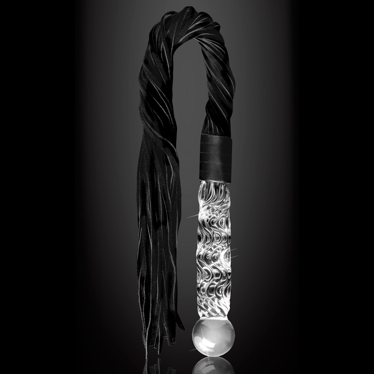 Icicles No 38 Glass Dildo with Leather Cat-O-Nine Tails 6.75 Inches | UberKinky