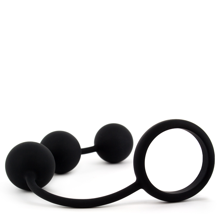 Tom of Finland Silicone Cock Ring with 3 Weighted Balls 6 Inches | UberKinky