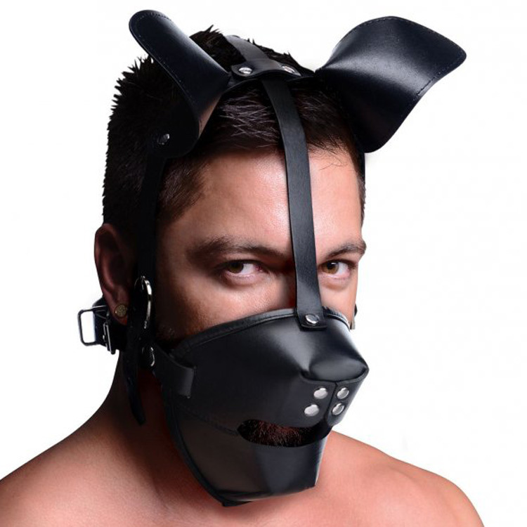 Master Series Pup Puppy Play Hood and Breathable Ball Gag | UberKinky