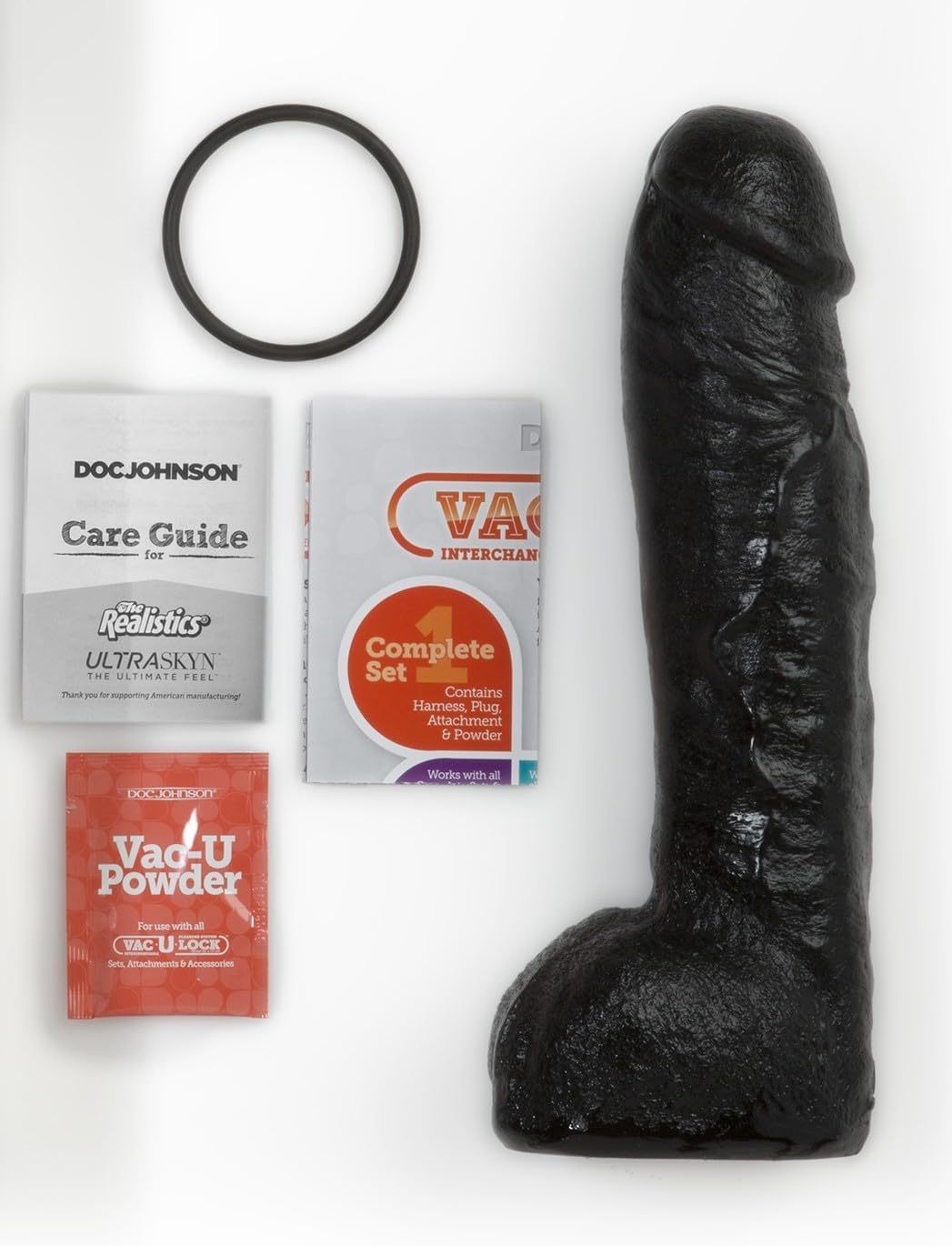 Doc Johnson Vac-U-Lock CodeBlack Realistic Hung Dildo 9.3 inches