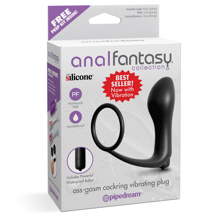 Anal Fantasy Collection Ass Gasm Cock Ring Vibrating Butt Plug | UberKinky