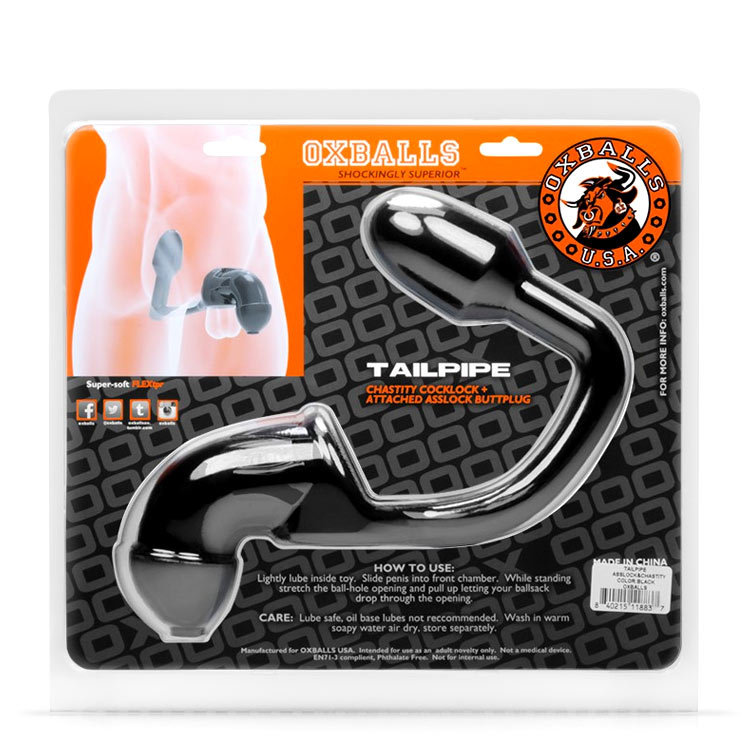 Oxballs Tailpipe Chastity Cock-Lock and Attached Asslock Butt Plug | UberKinky