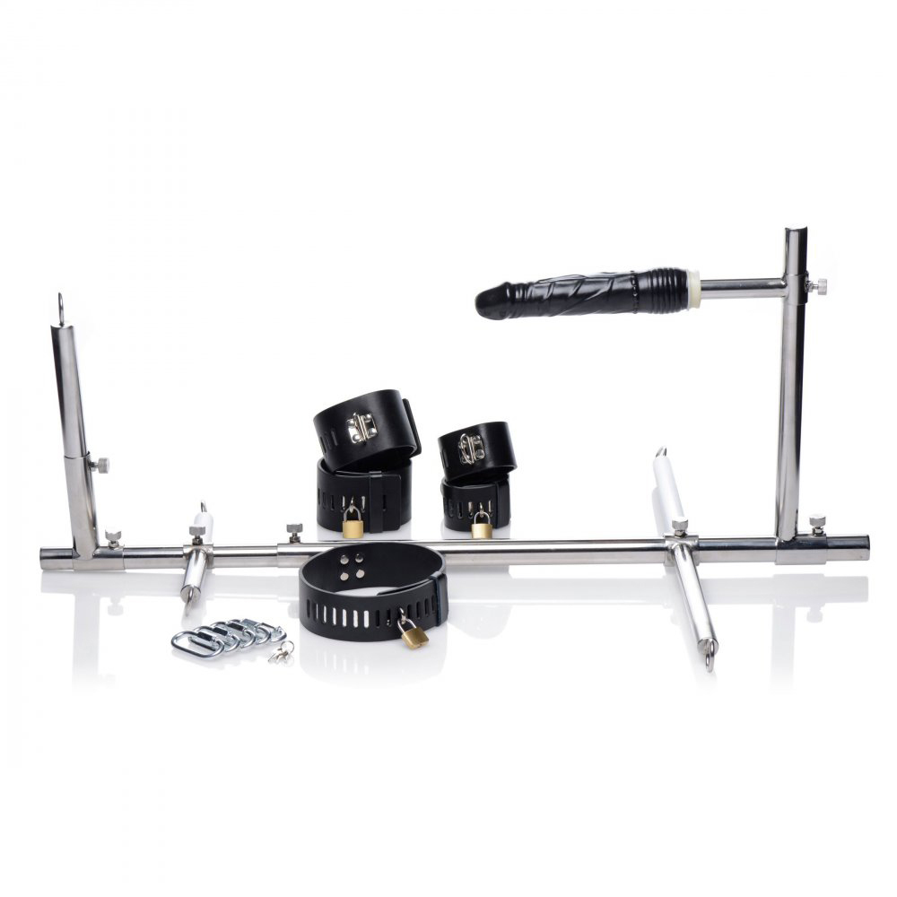 Master Series Imprisoned Metal Stockade With Dildo | UberKinky