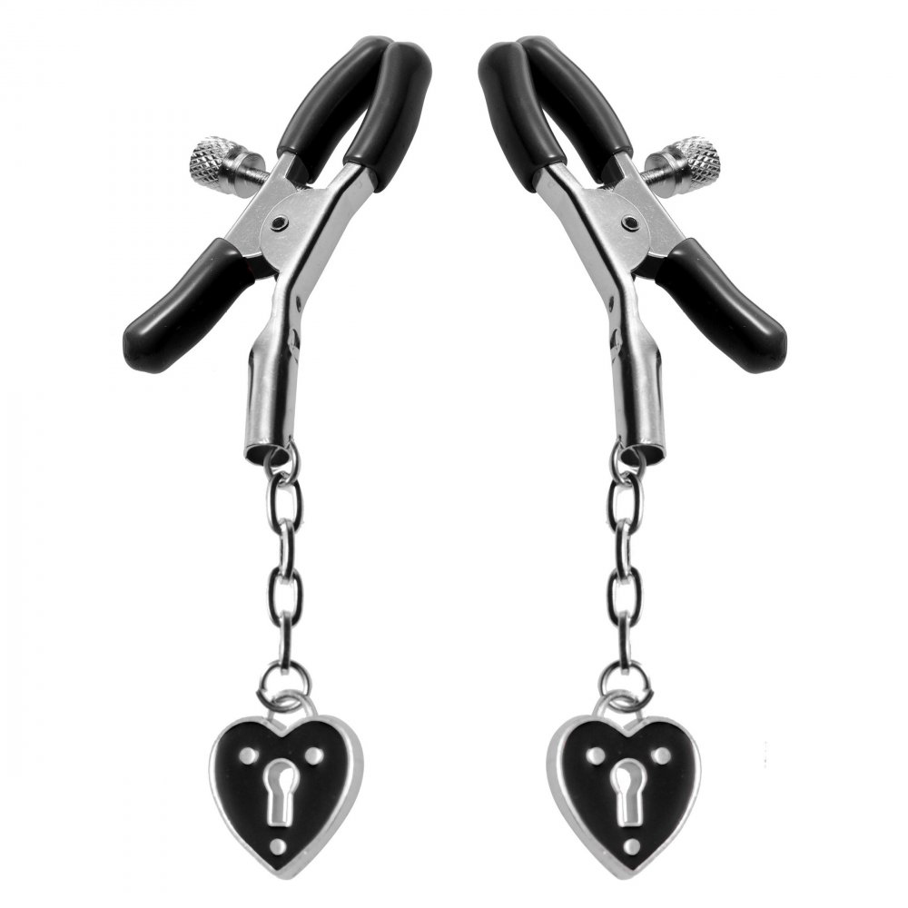 Master Series Charmed Heart Padlock Nipple Clamps 1