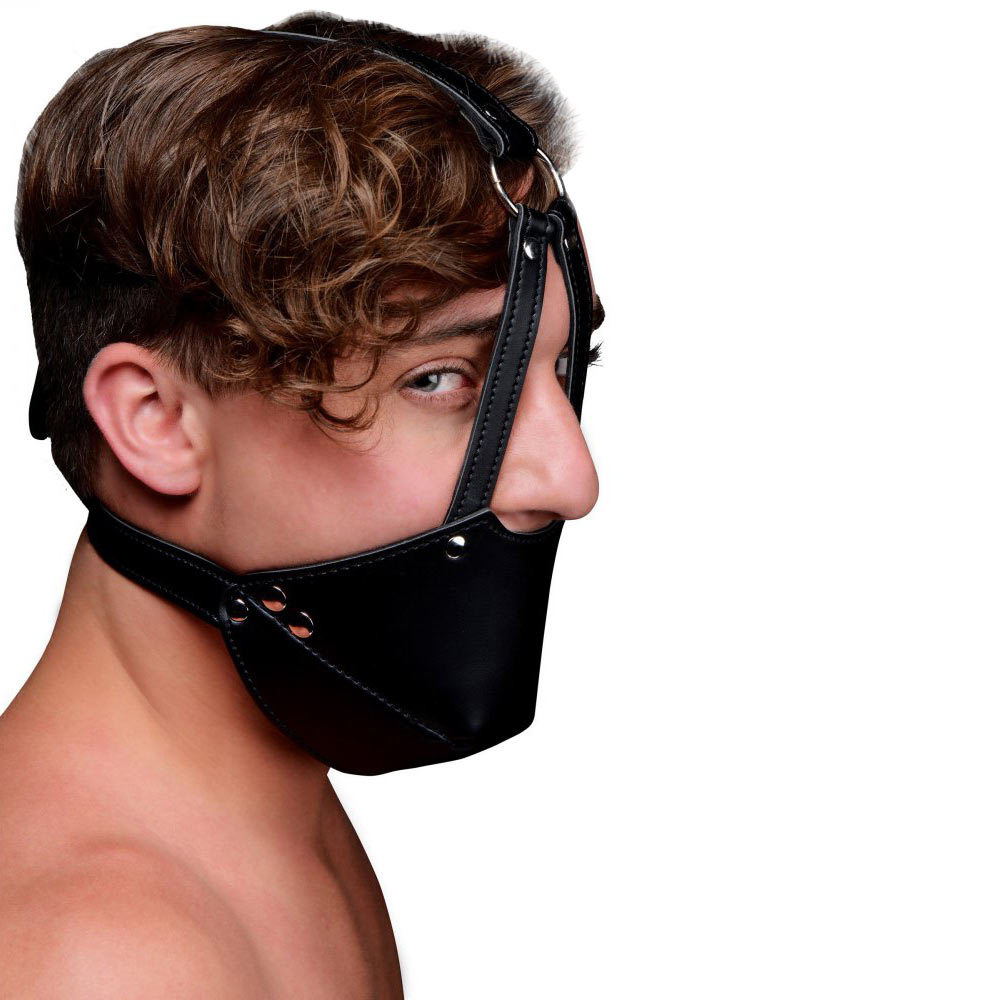 Strict Leather Muzzle Harness with Ball Gag | UberKinky