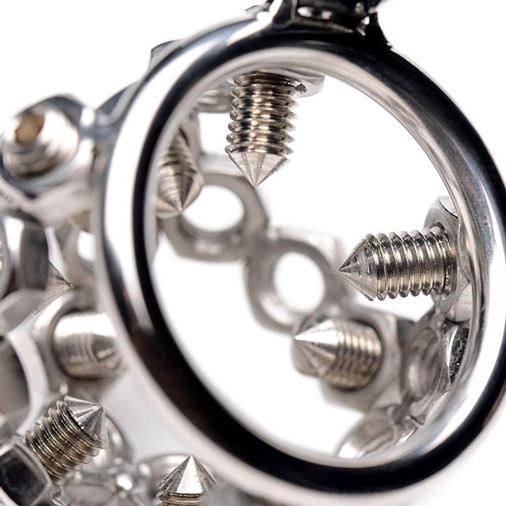 Master Series Bolted Chastity Cage with Spikes | UberKinky