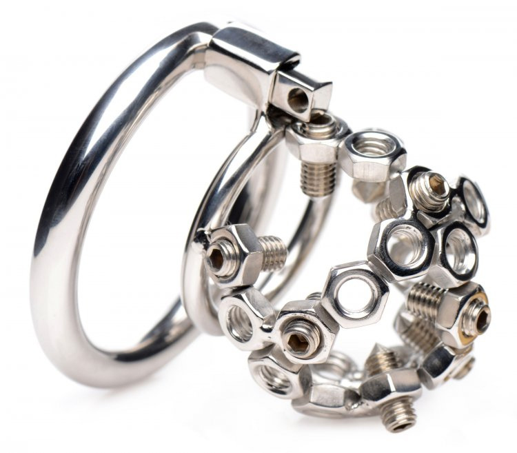 Master Series Bolted Chastity Cage with Spikes | UberKinky