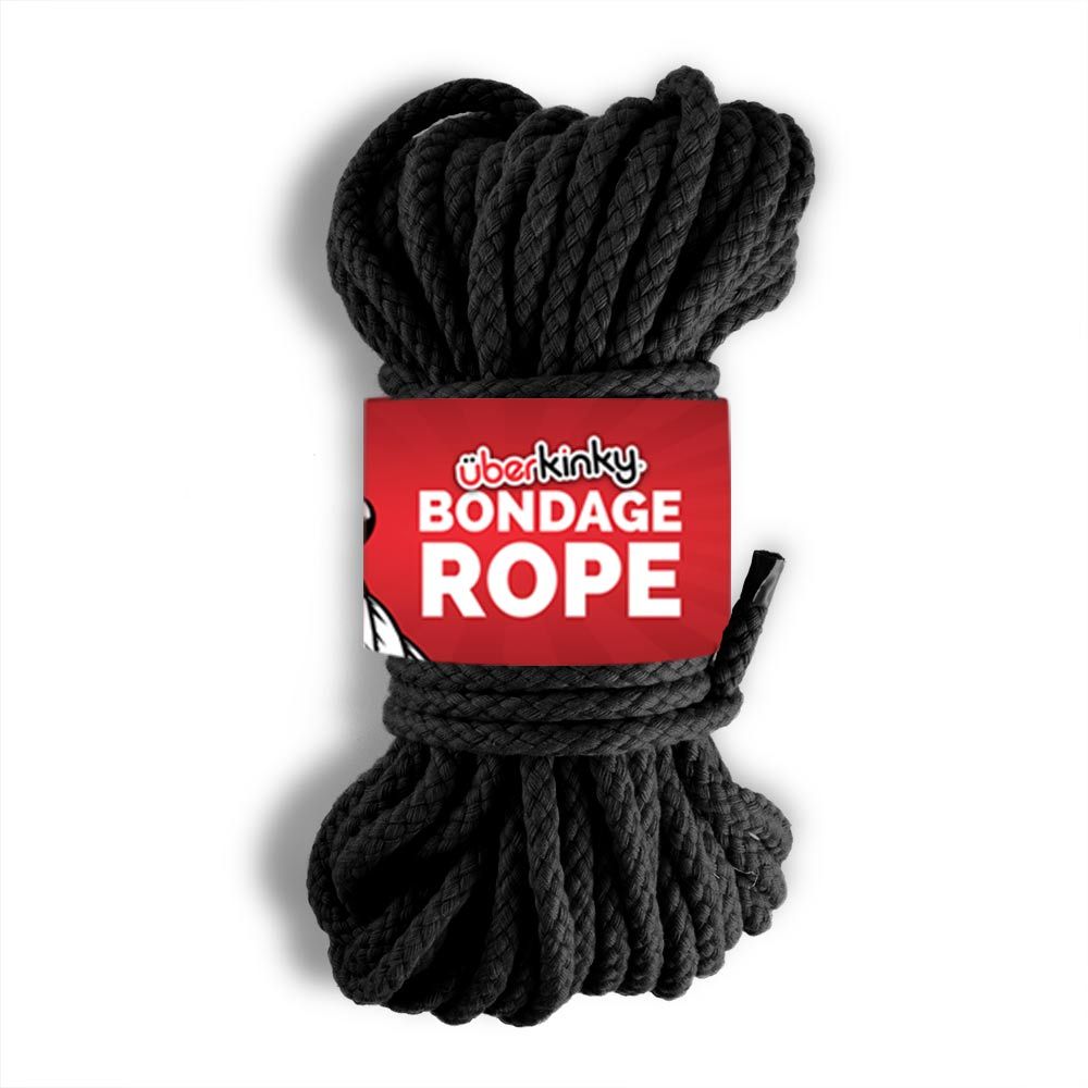 UberKinky Braided Cotton Bondage Rope Black 66ft 20m | UberKinky