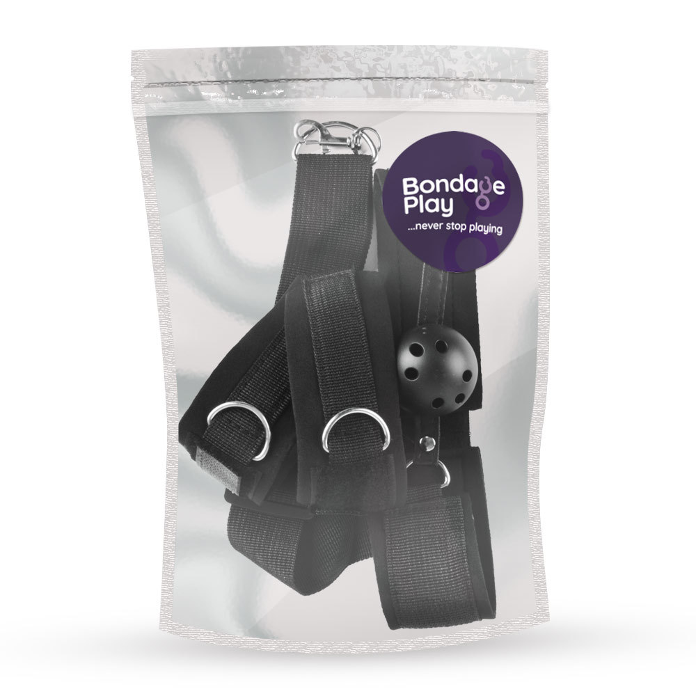 Bondage Play® Wrist Cuffs with Ball Gag | UberKinky