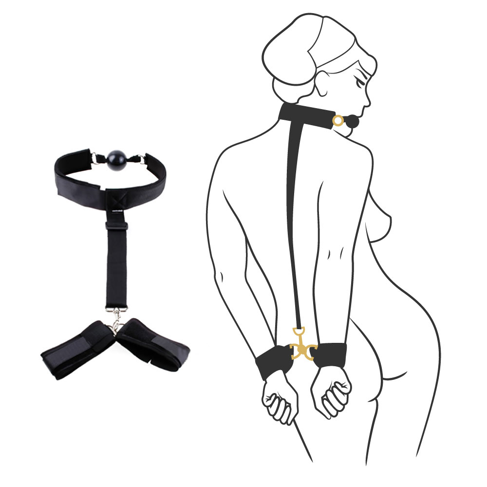 Bondage Play® Wrist Cuffs with Ball Gag | UberKinky