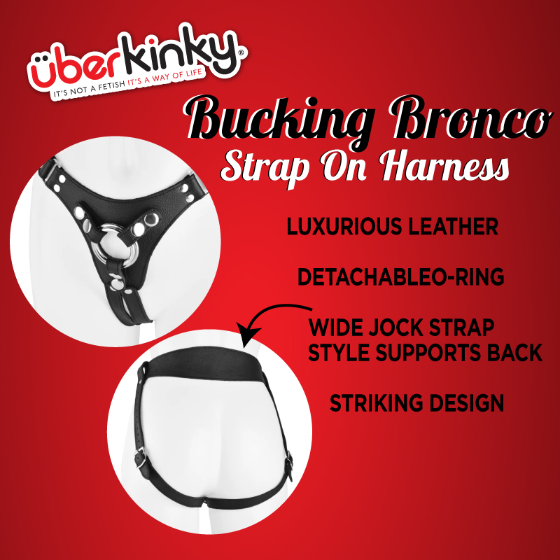 UberKinky Bucking Bronco Leather Strap On Harness