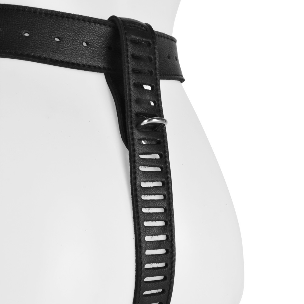 UberKinky Oppression Locking Leather Chastity Harness | UberKinky