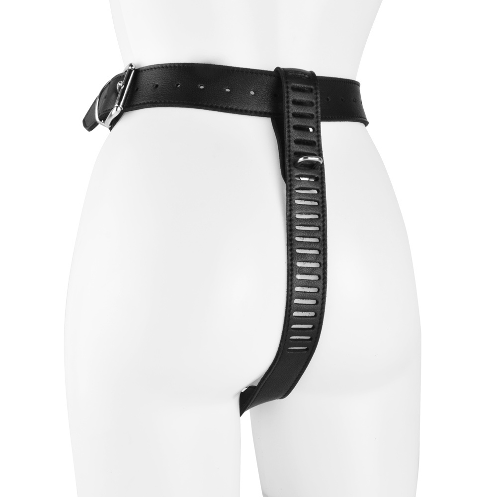 UberKinky Oppression Locking Leather Chastity Harness | UberKinky