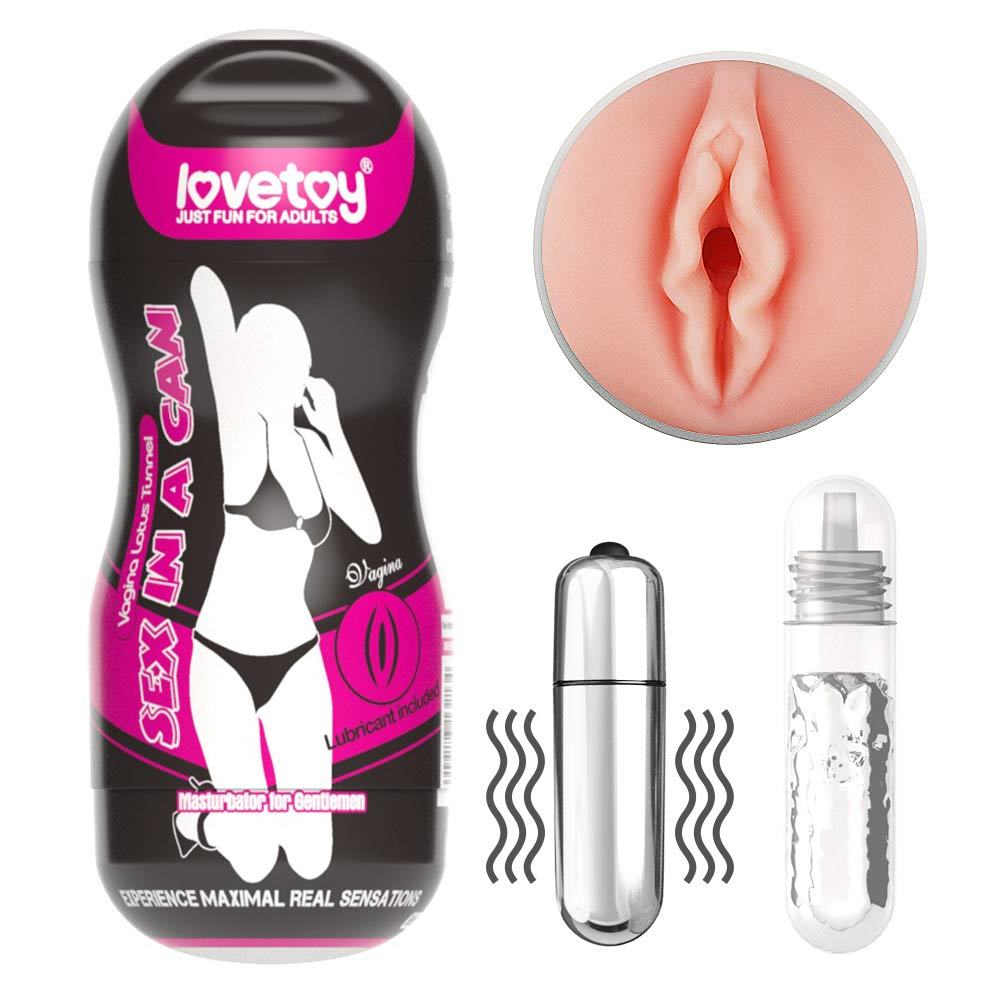 LoveToy Sex In A Can Vagina Lotus Tunnel Vibrating Pocket Pussy | UberKinky