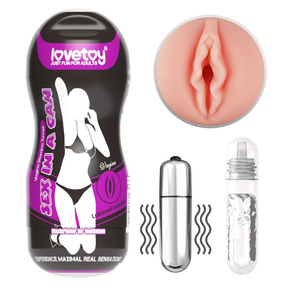 LoveToy Sex In A Can Vagina Stamina Tunnel Vibrating Pocket Pussy | UberKinky