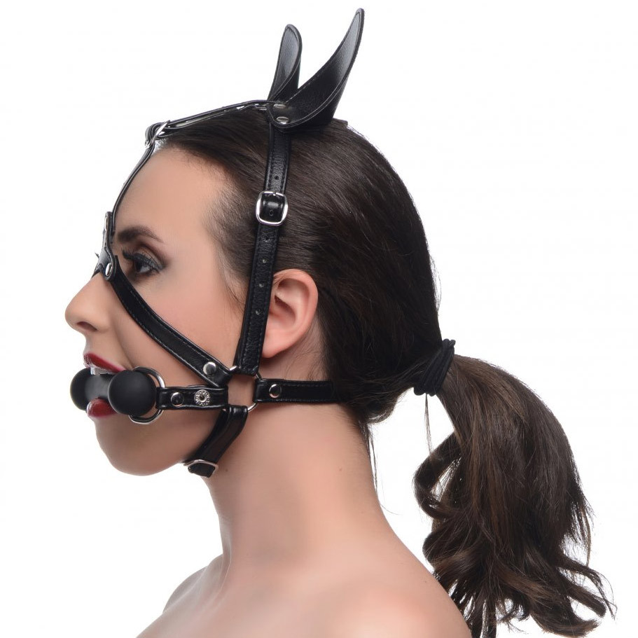 Master Series Dark Horse Pony Head Harness with Silicone Bit Gag | UberKinky