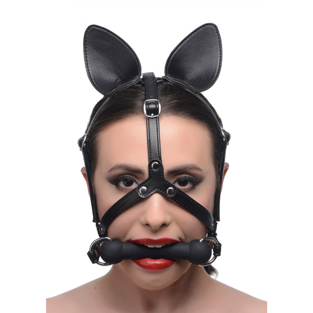 Master Series Dark Horse Pony Head Harness with Silicone Bit Gag | UberKinky