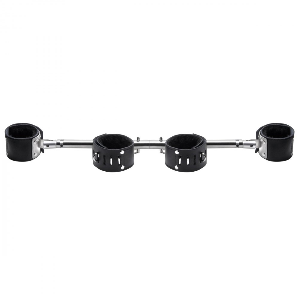 Strict Leather Adjustable Swivelling Spreader Bar with Leather Cuffs | UberKinky