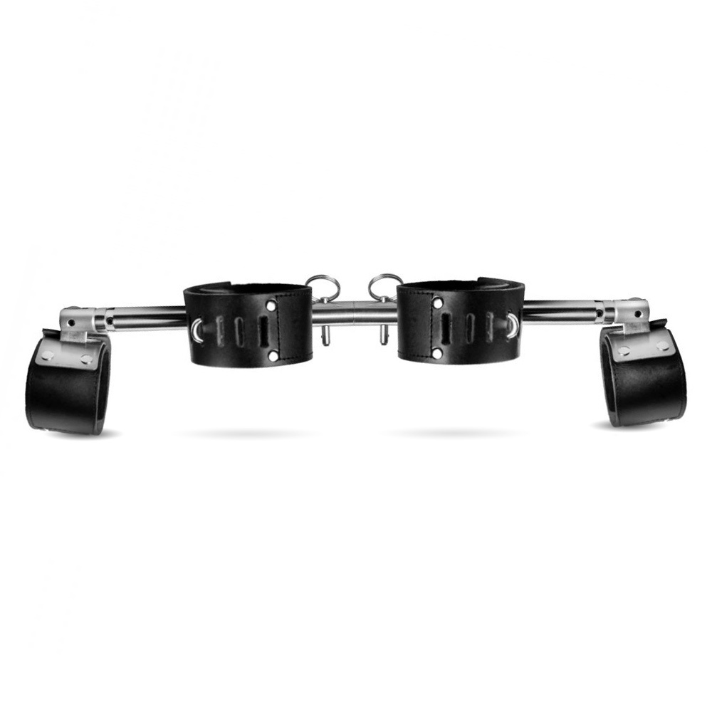 Strict Leather Adjustable Swivelling Spreader Bar with Leather Cuffs | UberKinky