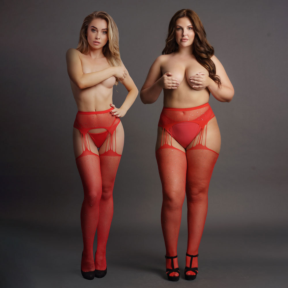 Le Desir Suspender Rhinestone Pantyhose | UberKinky