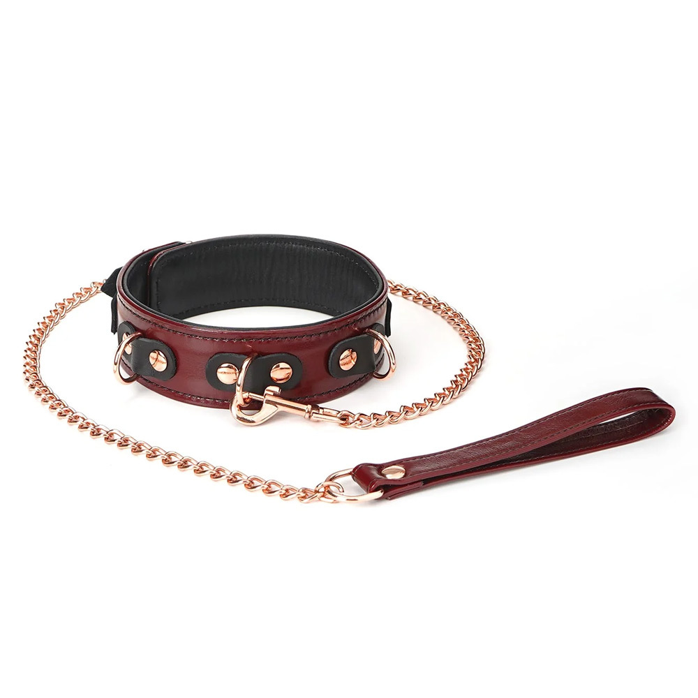 Liebe Seele Wine Red Collar and Leash | UberKinky