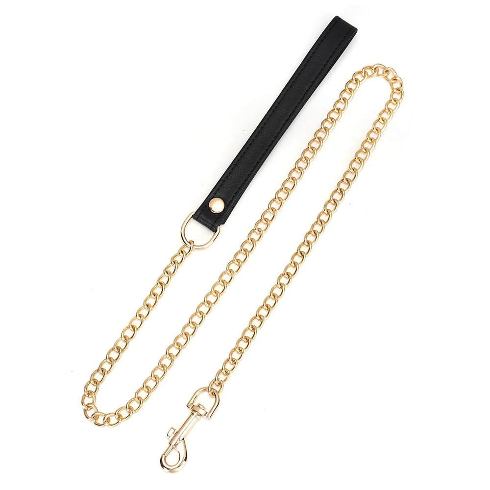 Liebe Seele Black Deluxe Curved Collar with Chain Leash and Lock | UberKinky