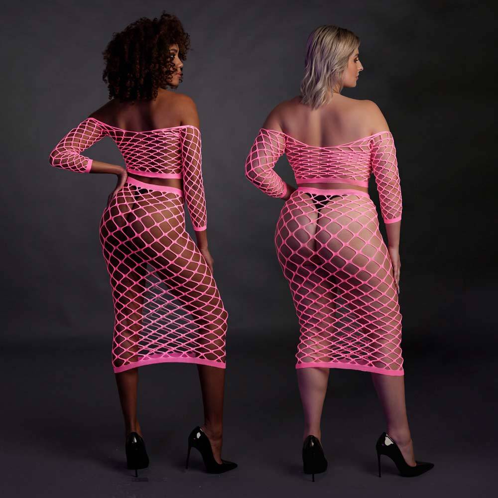 Ouch! Glow in the Dark Long Sleeve Crop Top and Long Skirt | UberKinky