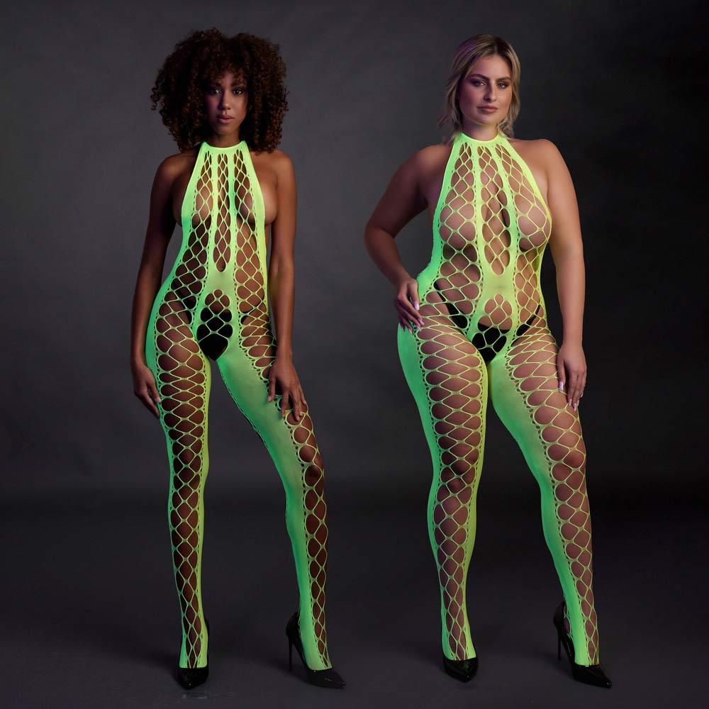 Ouch! Glow in the Dark Bodystocking with Halterneck | UberKinky