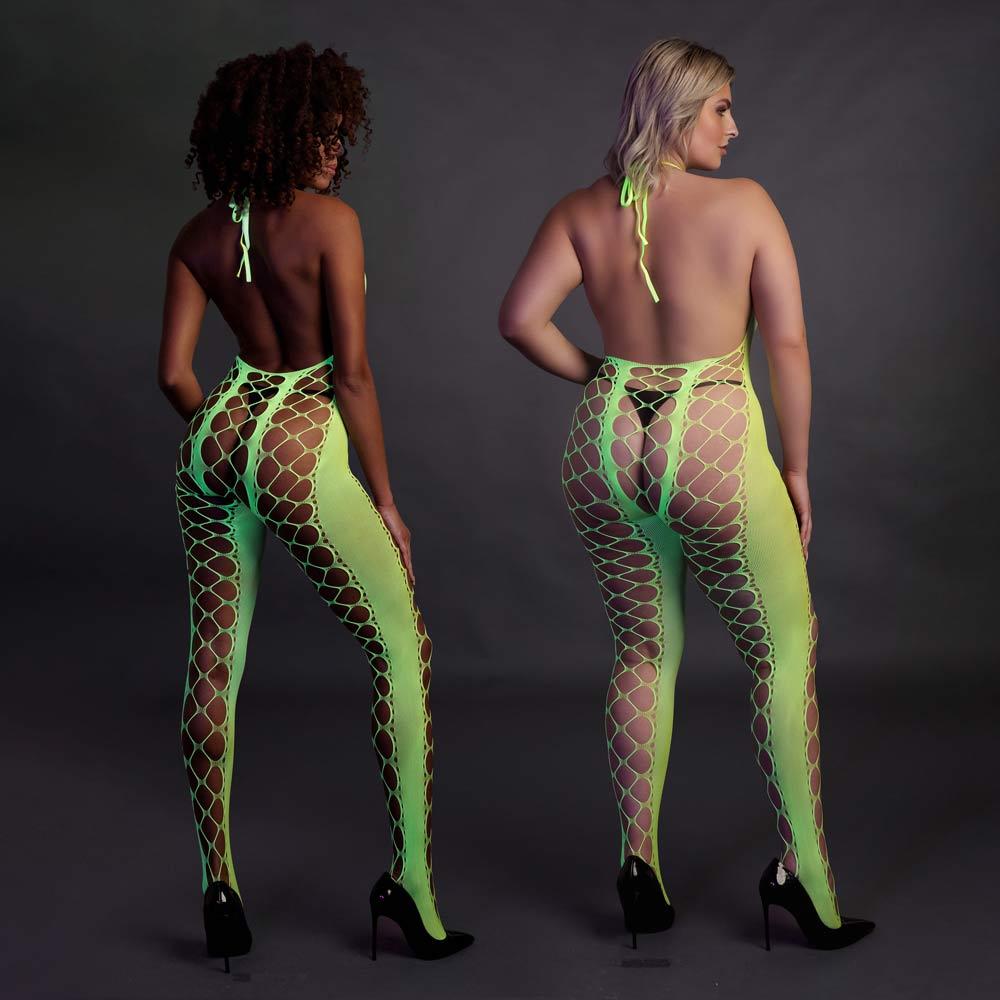 Ouch! Glow in the Dark Bodystocking with Halterneck | UberKinky