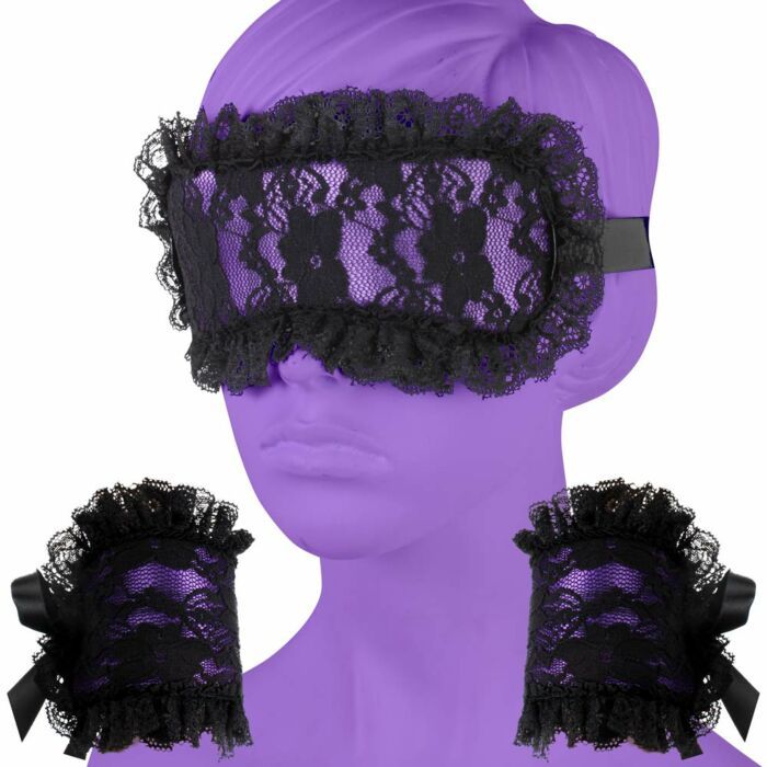 Bondage Play® Temptress Silk Blindfold and Cuff Set | UberKinky