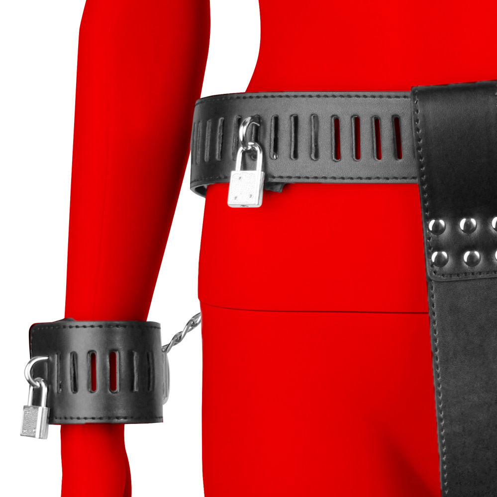 Uberkinky Denial Female Chastity Harness with Wrist Cuffs | UberKinky