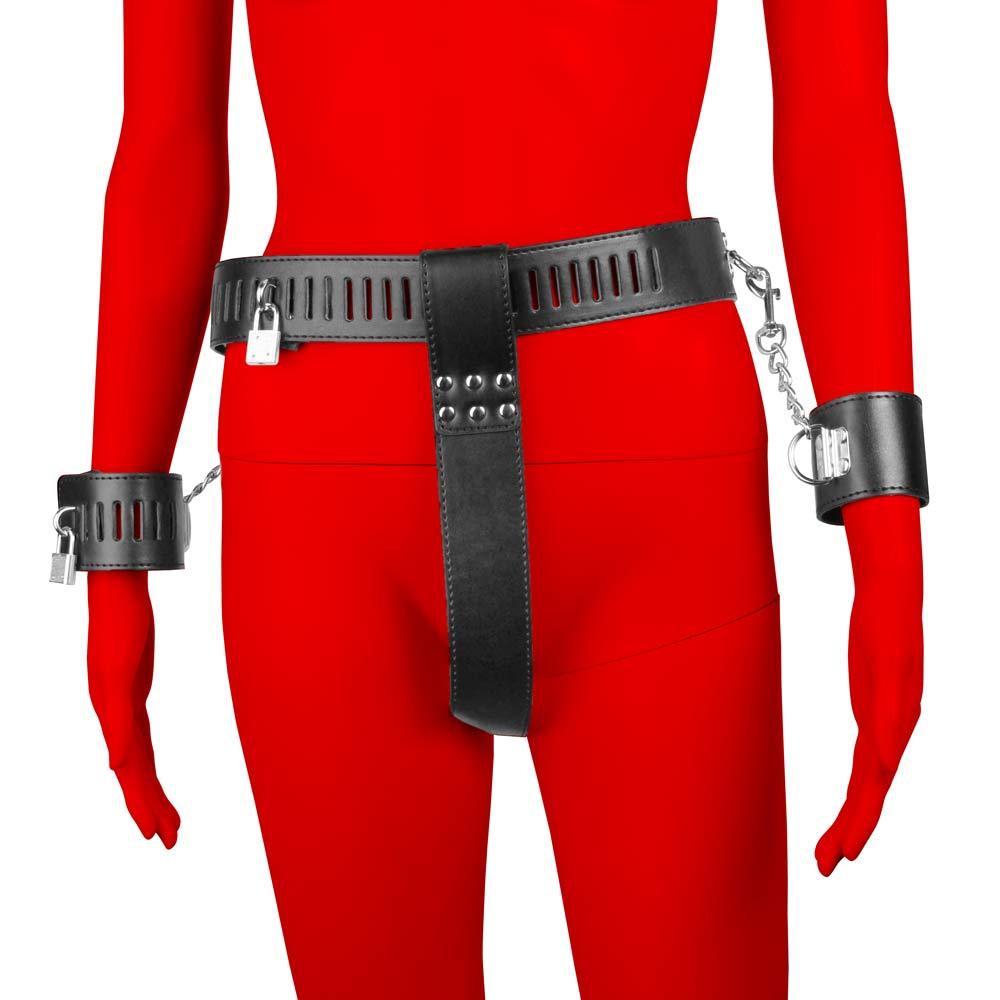 Uberkinky Denial Female Chastity Harness with Wrist Cuffs | UberKinky