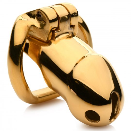 Master Series Midas 18K Gold-Plated Locking Chastity Cage