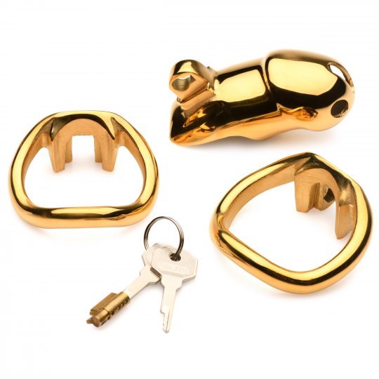 Master Series Midas 18K Gold-Plated Locking Chastity Cage