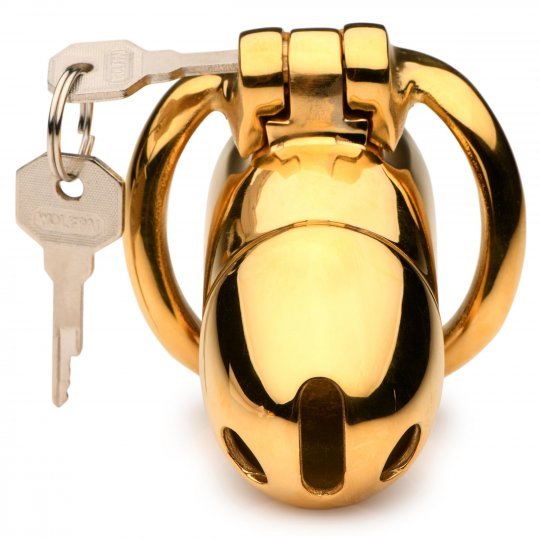 Master Series Midas 18K Gold-Plated Locking Chastity Cage
